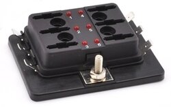 Steekzekeringhouder 6xblad,LED en kap