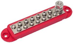 Contactstrip Distributieblok 12 punts rood met kap