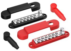 Contactstrip Distributieblok 12 punts Set rood en zwart met kap